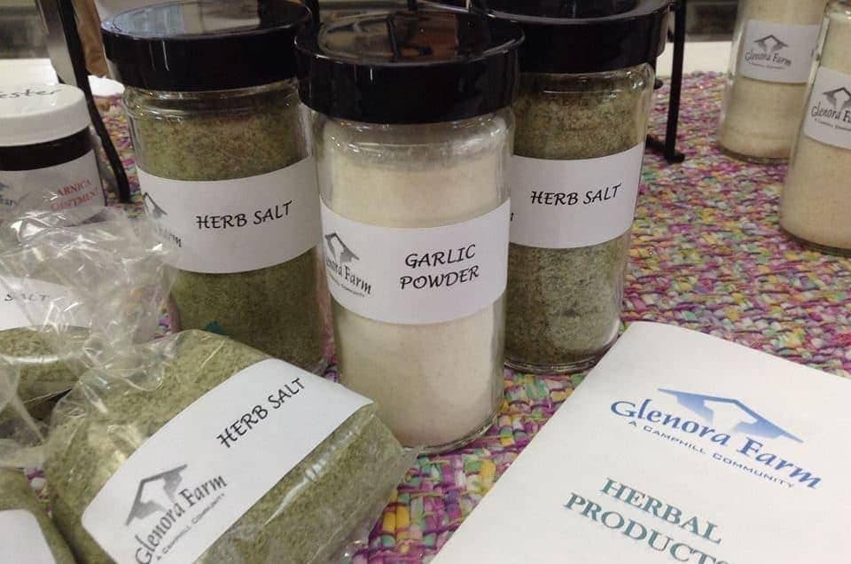 Some bottles of dried herbs and garlic powder.